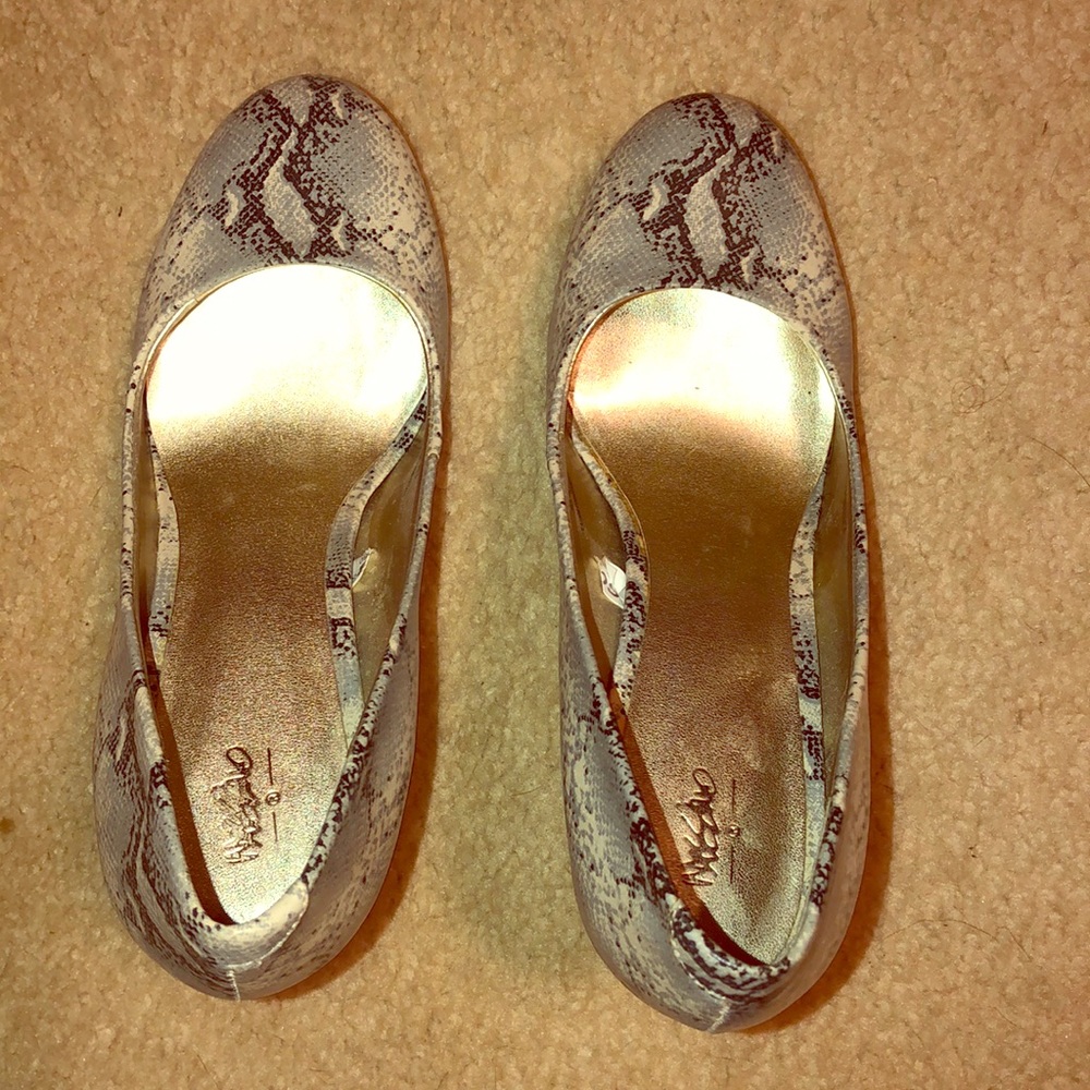 Feaux snake skin heels, Mossimo, sz 5.5
